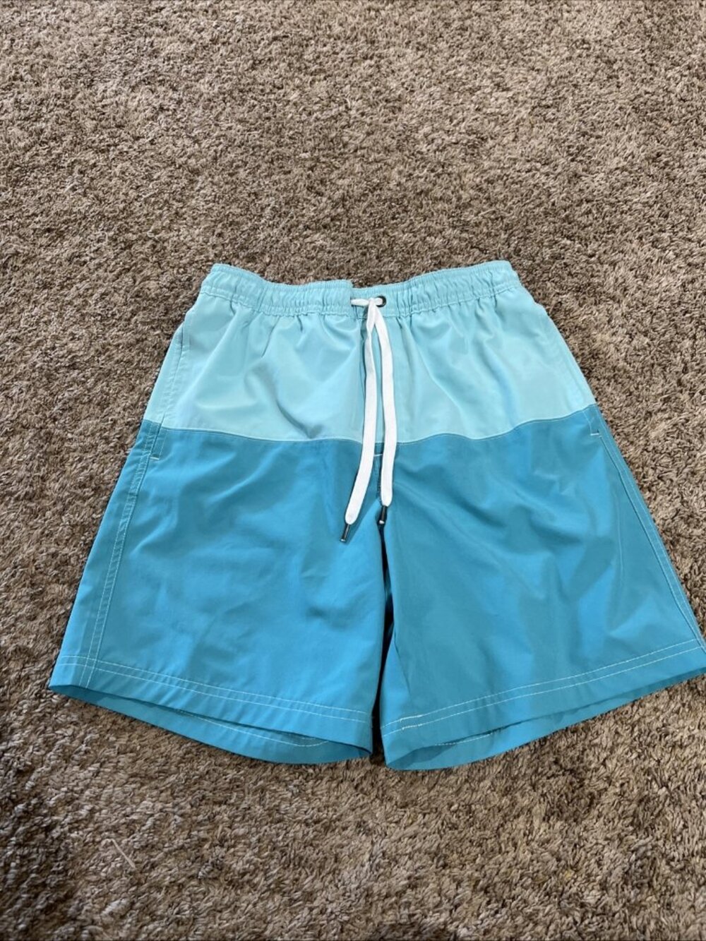 Sonoma Swim Trunks Blue Teal Lined Shorts ~ Mens Small
